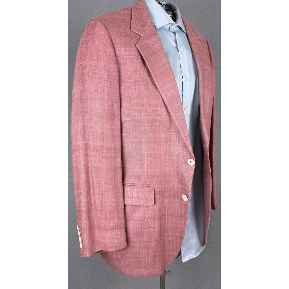 Vintage Garfinckels Mens Blazer 40R Pink Mauve Textured Sport Coat 70s 80s